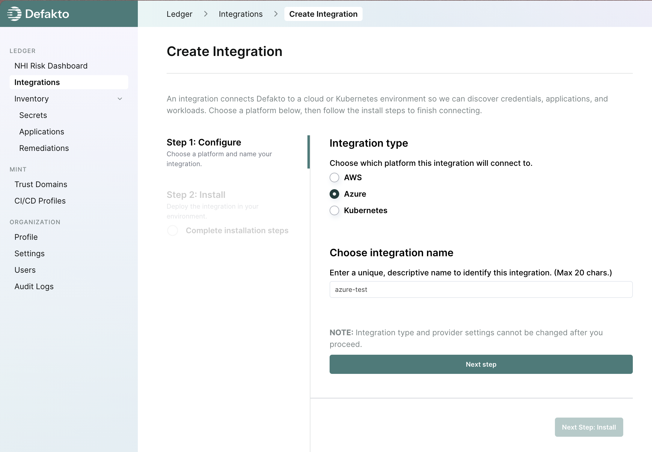 Ledger Entra/Azure Integration Creation