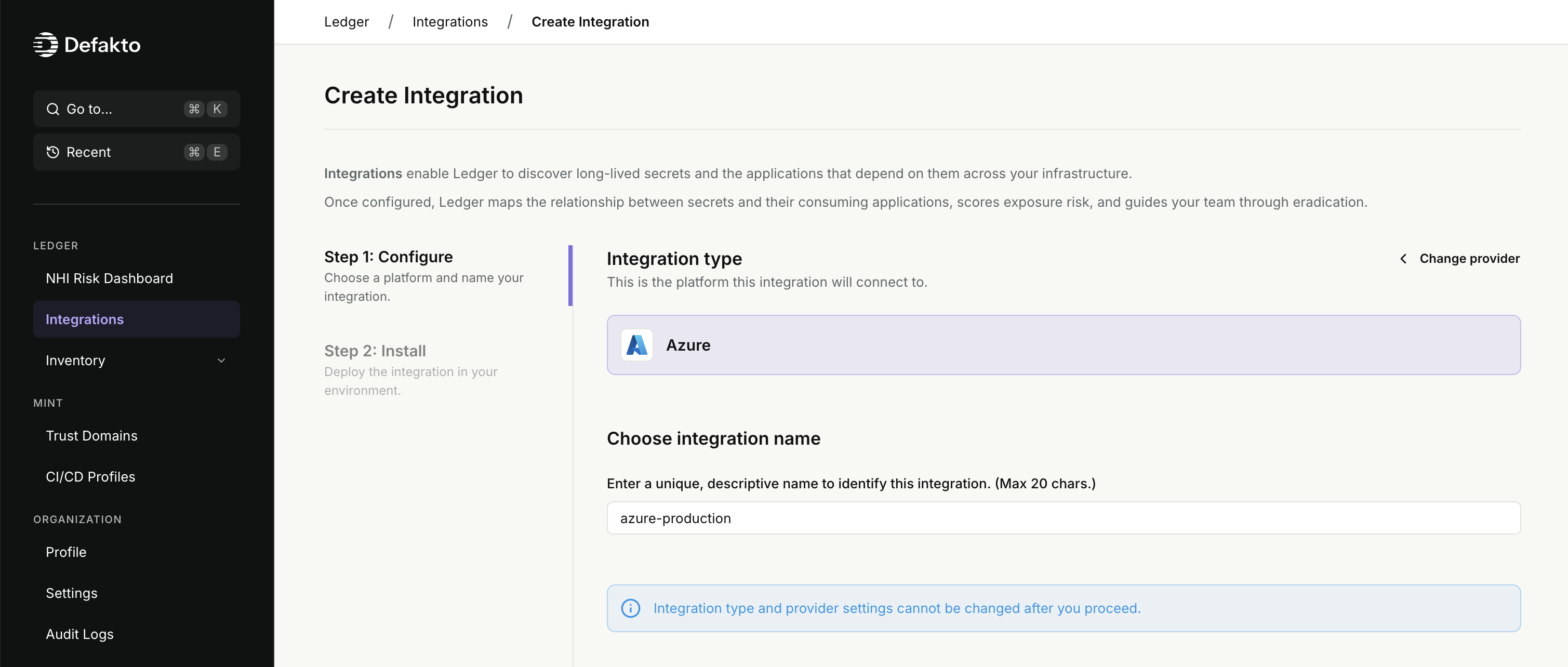 Ledger Entra/Azure Integration Creation