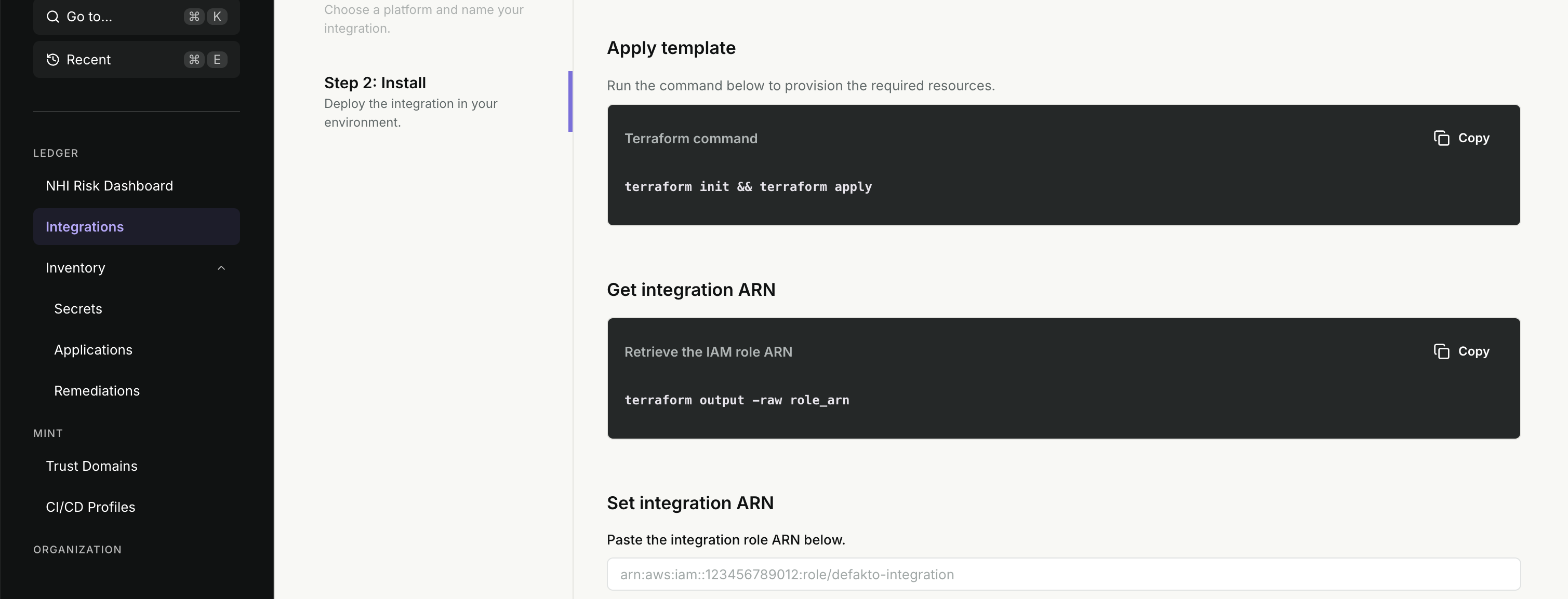 Ledger AWS Integration Provisioning