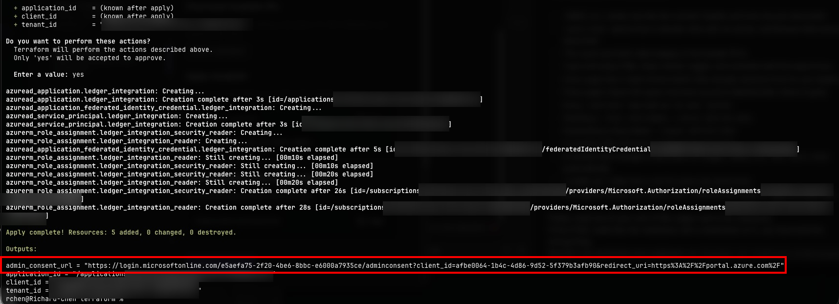 Ledger Entra/Azure Terraform Apply Output