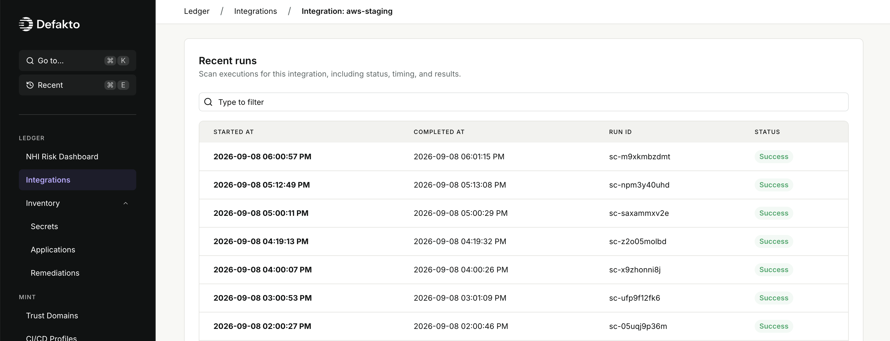 Ledger AWS Integration Details