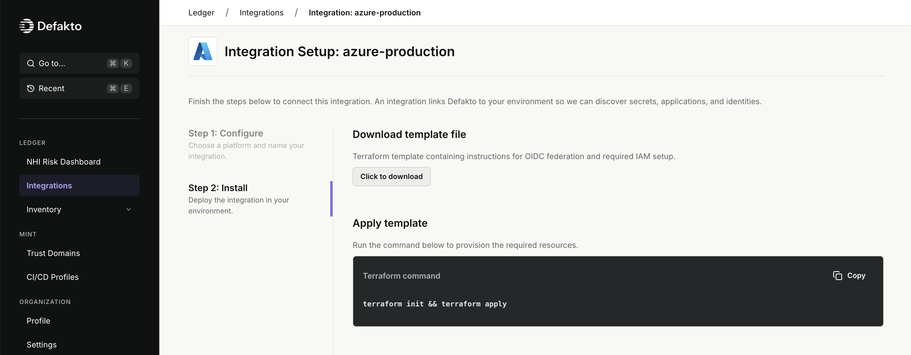 Ledger Entra/Azure Integration Provisioning